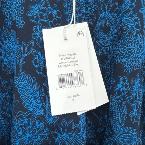 Derek Lam 10 Crosby Blue Floral Silk Asymmetrical Two-Tier Cami Dress Women’s 2 - Picture 3 of 16